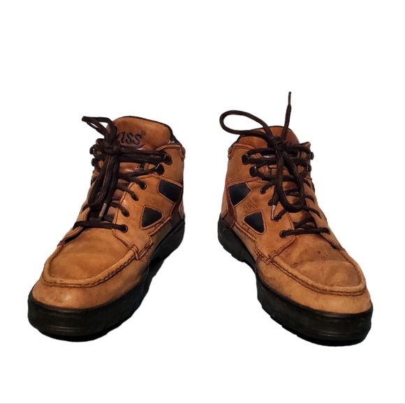 G.H. Bass & Co. Brown Leather Moc-Toe Combat Ankle Boots Men's Size 9 - Picture 3 of 6